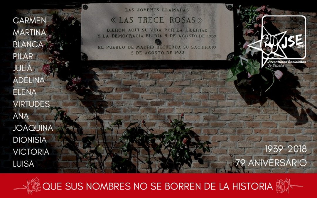 Juventudes Socialistas conmemora el 79 aniversario del fusilamiento de las Trece Rosas.