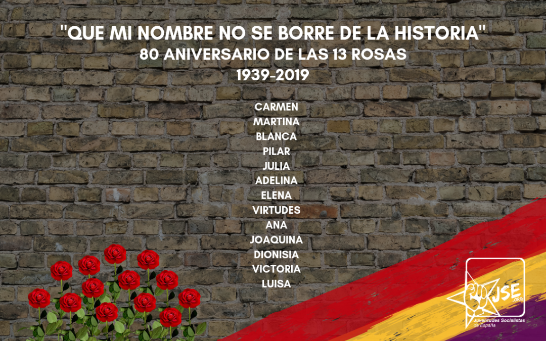 Juventudes Socialistas conmemora el 80 aniversario del fusilamiento de las Trece Rosas.