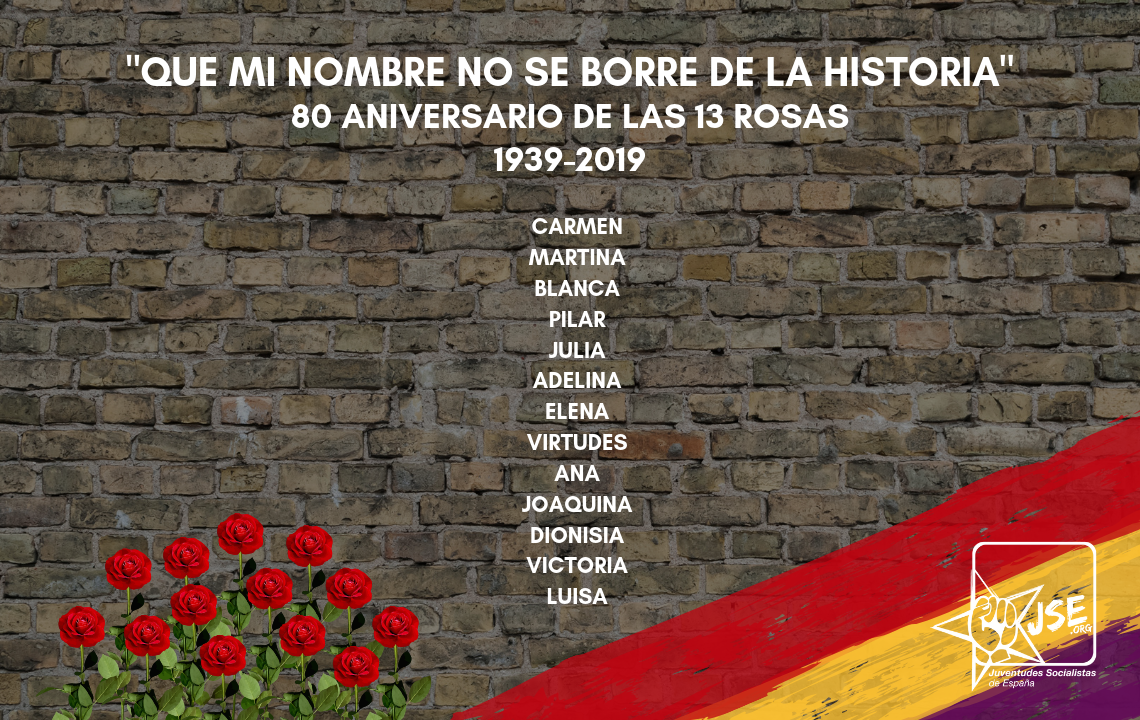 Juventudes Socialistas conmemora el 80 aniversario del fusilamiento de las Trece Rosas.